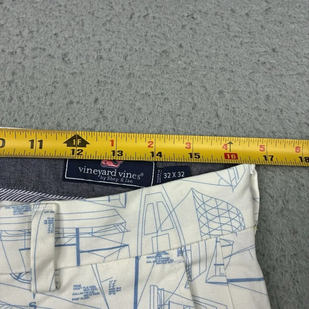 Vineyard Vines Breaker Pants Men's 32x32 White Nautical Print Straight Leg NWT